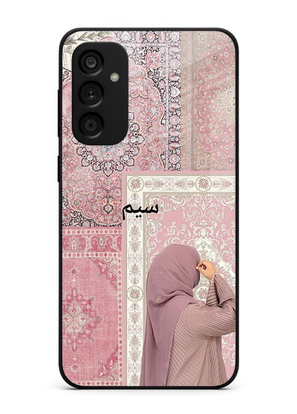 Hijab portrait artwork printed on tempered glass Samsung M14 5G back cover