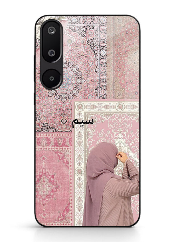 Hijab portrait artwork printed on tempered glass Samsung F16 5G back cover