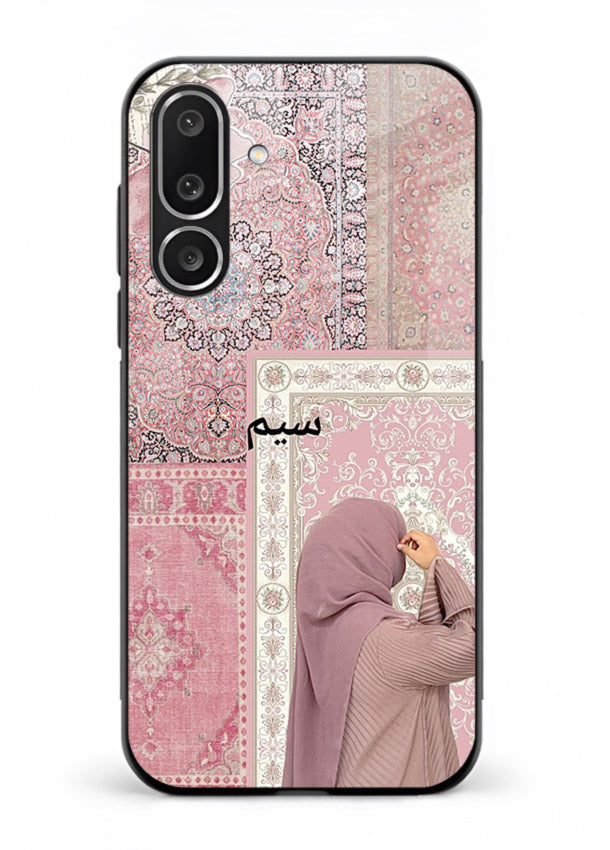 Hijab portrait artwork printed on tempered glass Samsung F56 5G back cover