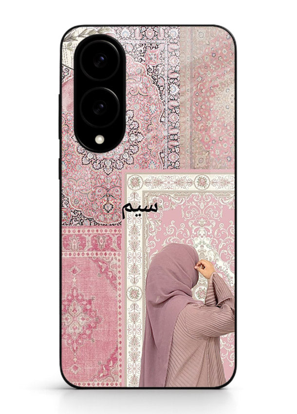 Hijab portrait artwork printed on tempered glass Samsung S25 Edge back cover