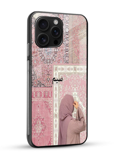 Hijab portrait artwork printed on tempered glass mobile back cover - 2