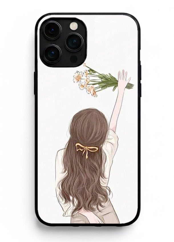Minimal sketch quote printed on iphone 12 pro max glass back cover with calm tones.