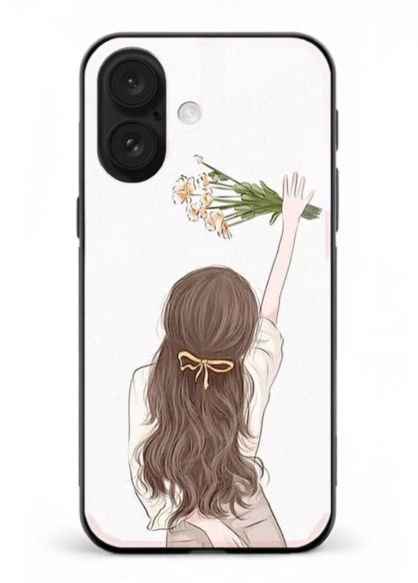 Minimal sketch quote printed on iphone 18 glass back cover with calm tones.