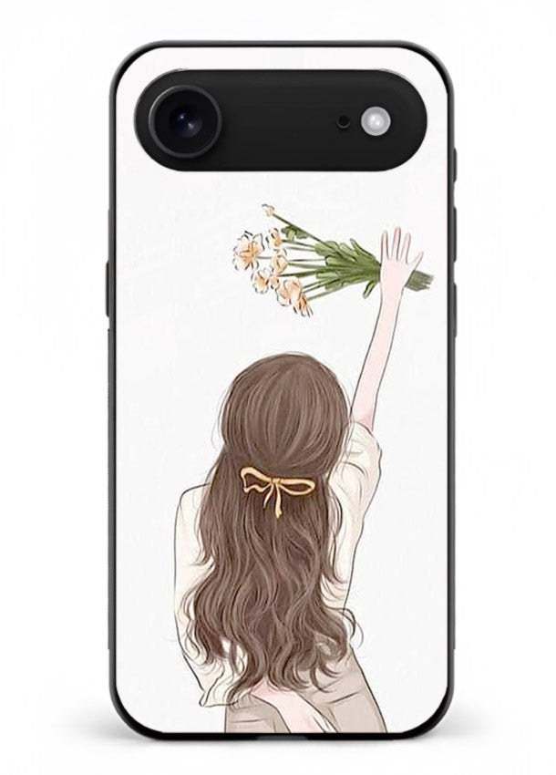 Minimal sketch quote printed on iphone 17 air glass back cover with calm tones.