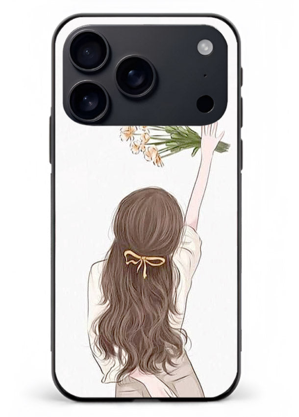 Minimal sketch quote printed on iphone 18 pro max glass back cover with calm tones.