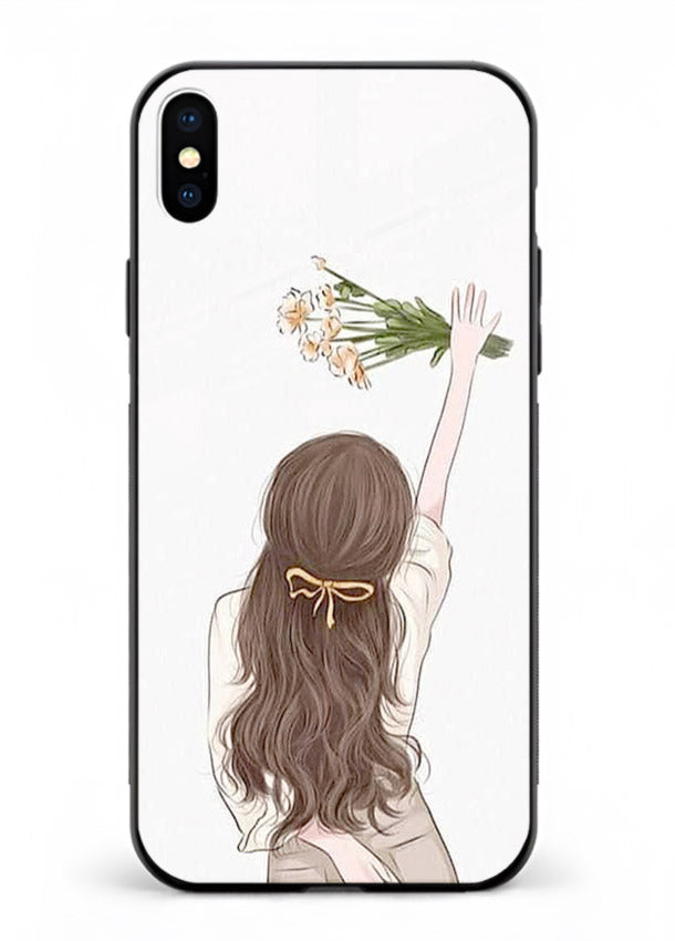 Minimal sketch quote printed on iphone xs max glass back cover with calm tones.