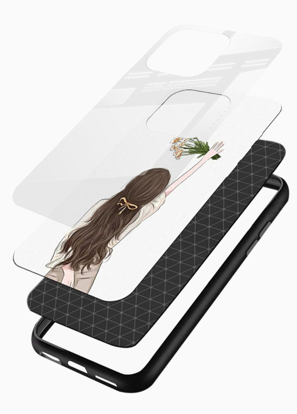 Minimal sketch quote printed on glossy vibrant premium glass back cover with calm tones. - Angle Layers