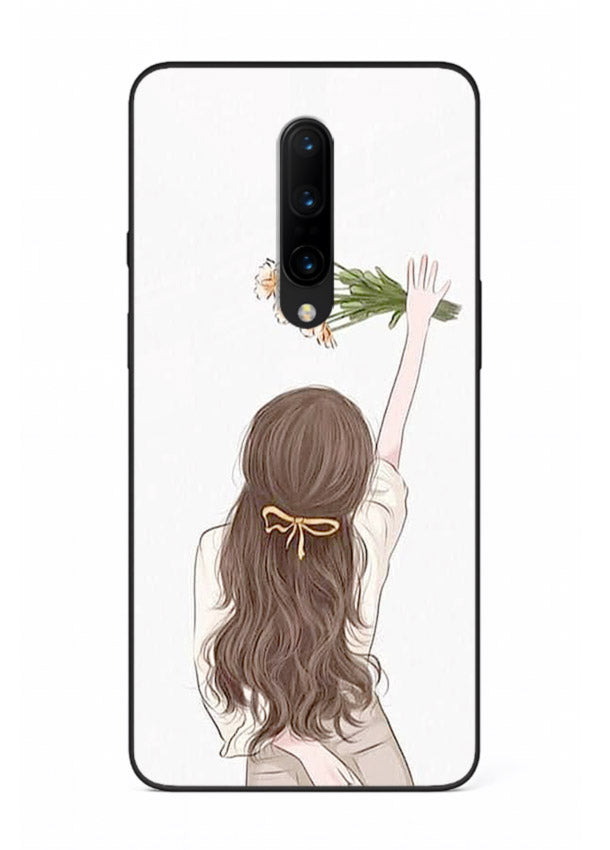 Minimal sketch quote printed on OnePlus 7T Pro glass back cover with calm tones.