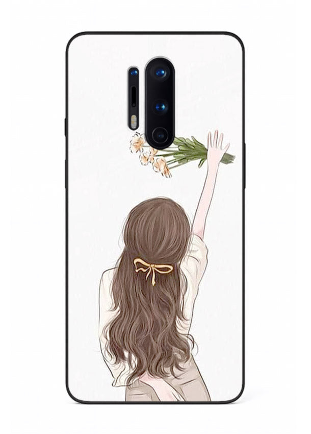 Minimal sketch quote printed on OnePlus 8 Pro glass back cover with calm tones.