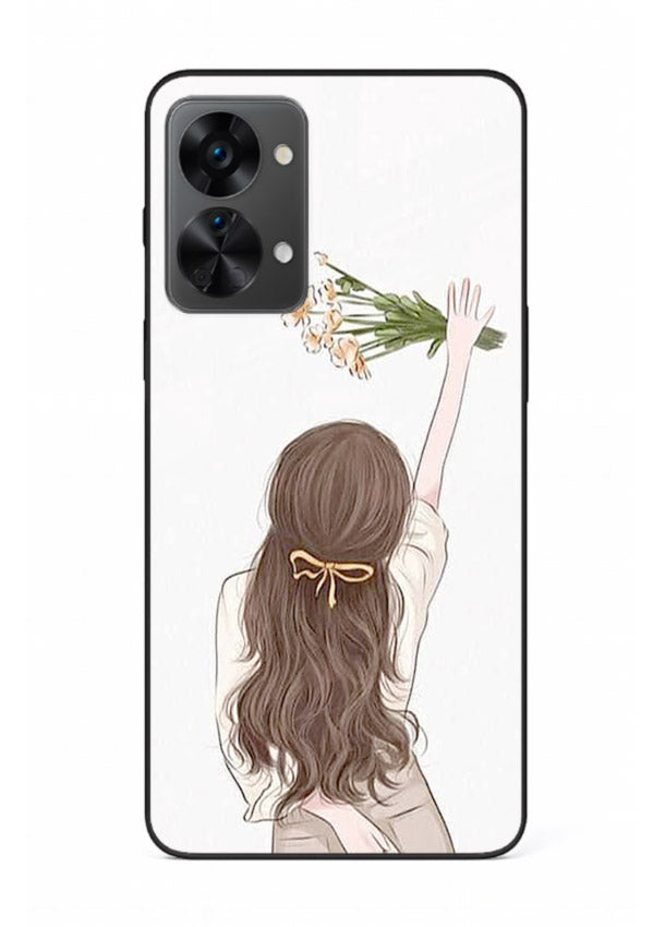 Minimal sketch quote printed on OnePlus Nord 2T glass back cover with calm tones.
