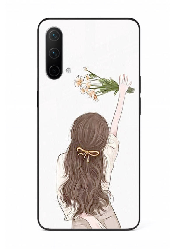 Minimal sketch quote printed on OnePlus Nord CE 5G glass back cover with calm tones.