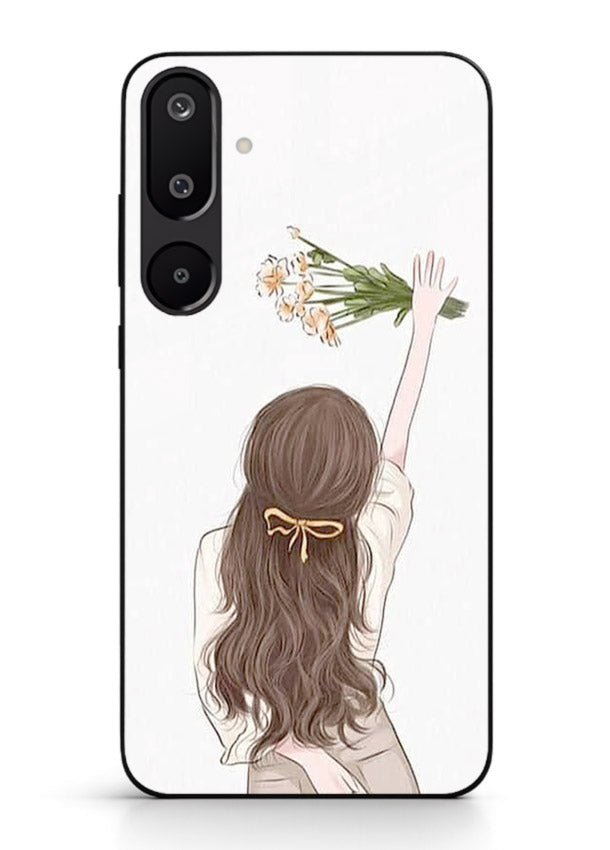 Minimal sketch quote printed on Samsung M16 5G glass back cover with calm tones.