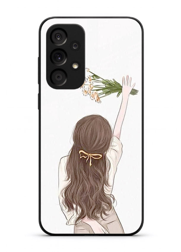 Minimal sketch quote printed on Samsung A23 5G glass back cover with calm tones.