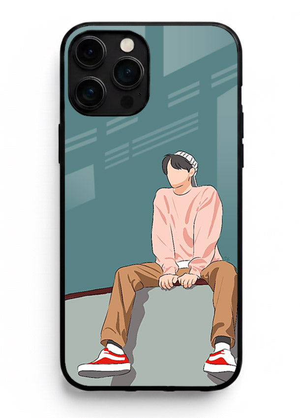 Hoodie Boy Sitting aesthetic artwork iphone 11 pro max glass back cover