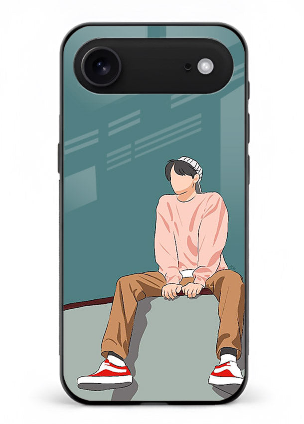 Hoodie Boy Sitting aesthetic artwork iphone 17 air glass back cover