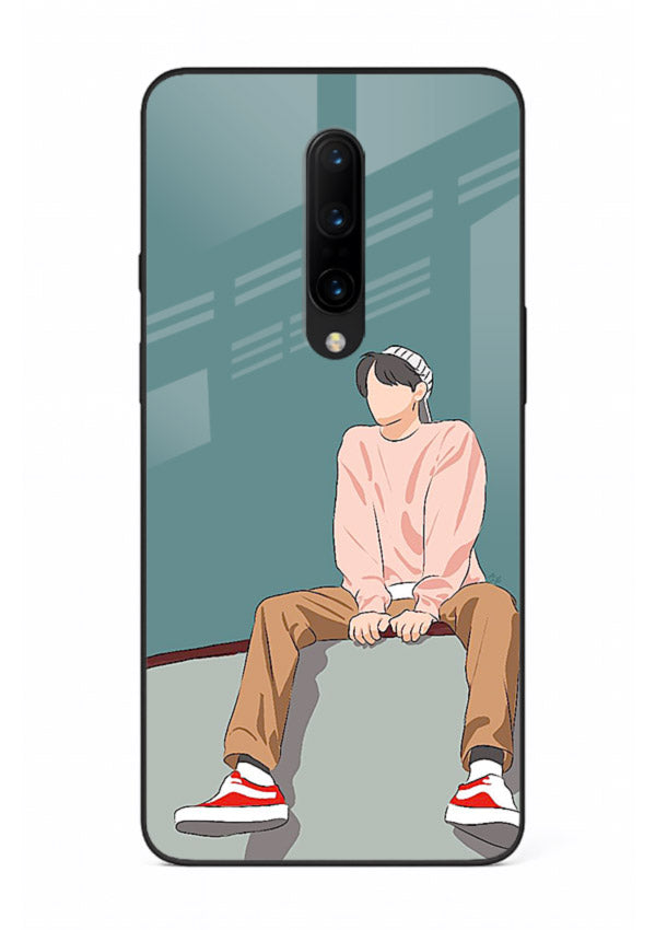 Hoodie Boy Sitting aesthetic artwork OnePlus 7 Pro glass back cover