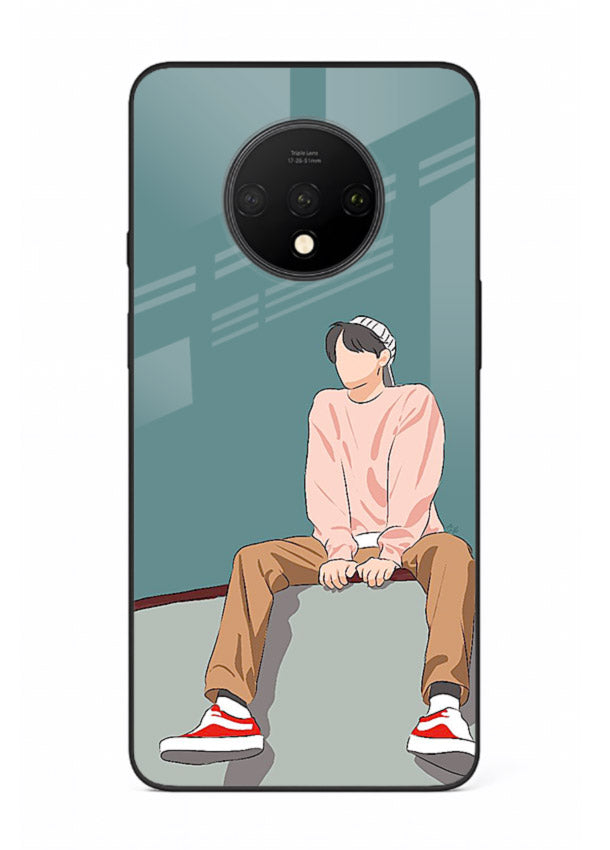 Hoodie Boy Sitting aesthetic artwork OnePlus 7T glass back cover