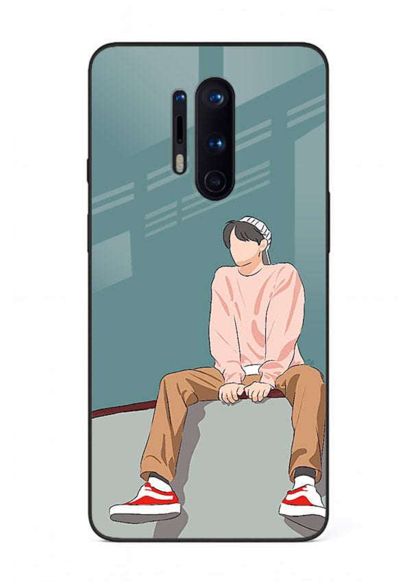 Hoodie Boy Sitting aesthetic artwork OnePlus 8 Pro glass back cover