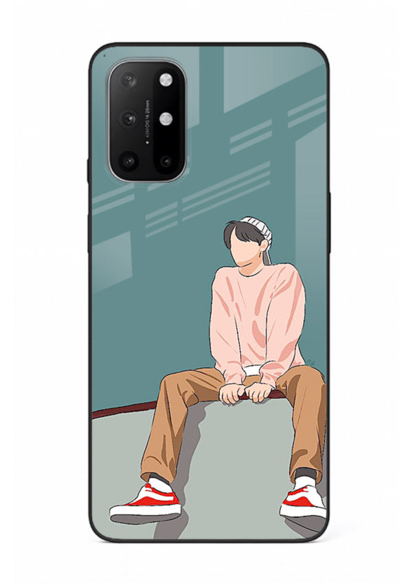 Hoodie Boy Sitting aesthetic artwork OnePlus 8T glass back cover