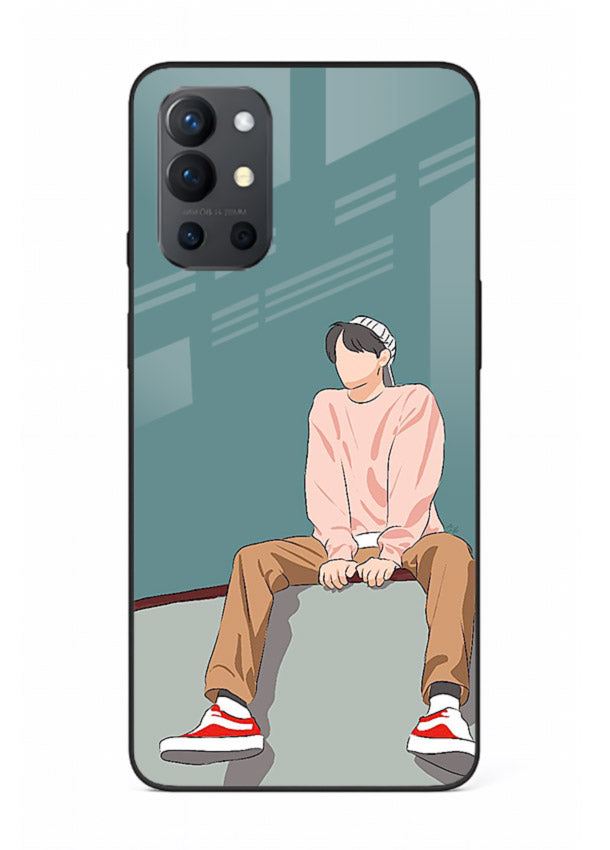 Hoodie Boy Sitting aesthetic artwork OnePlus 9R glass back cover
