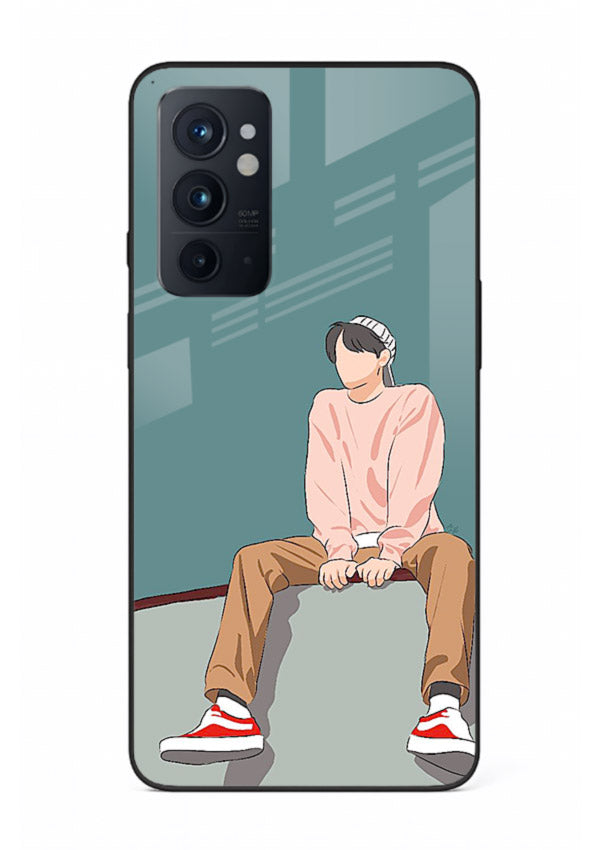 Hoodie Boy Sitting aesthetic artwork OnePlus 9RT glass back cover