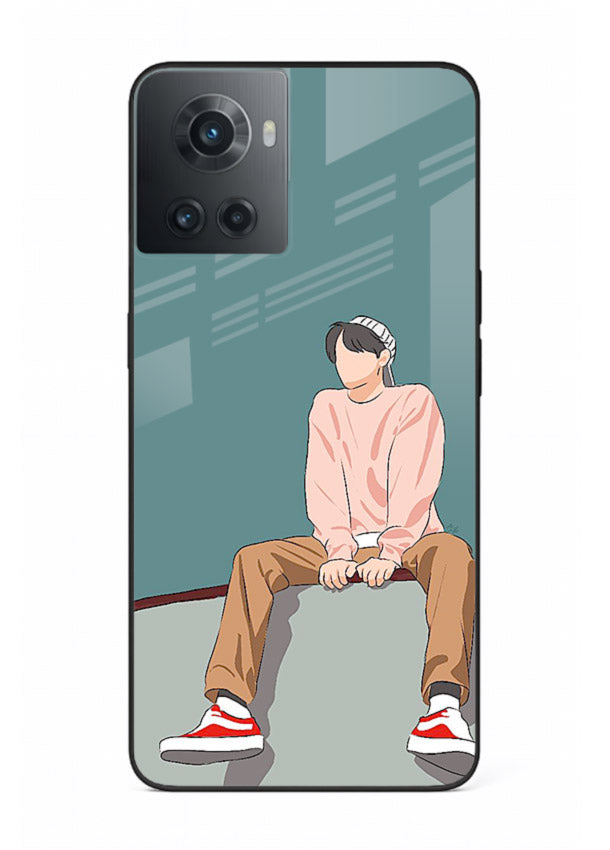 Hoodie Boy Sitting aesthetic artwork OnePlus 10R glass back cover