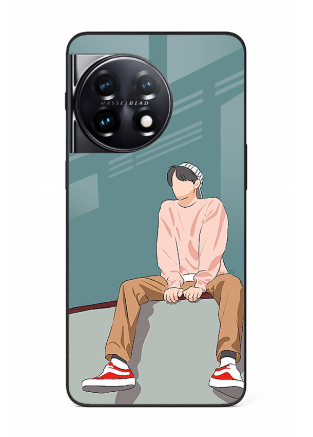 Hoodie Boy Sitting aesthetic artwork OnePlus 11R glass back cover