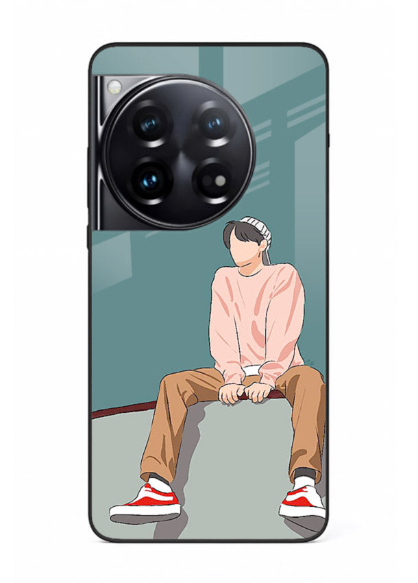Hoodie Boy Sitting aesthetic artwork OnePlus 12 glass back cover