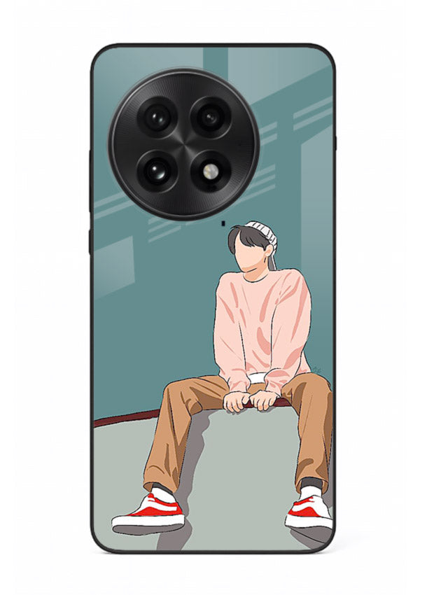 Hoodie Boy Sitting aesthetic artwork OnePlus 13R glass back cover