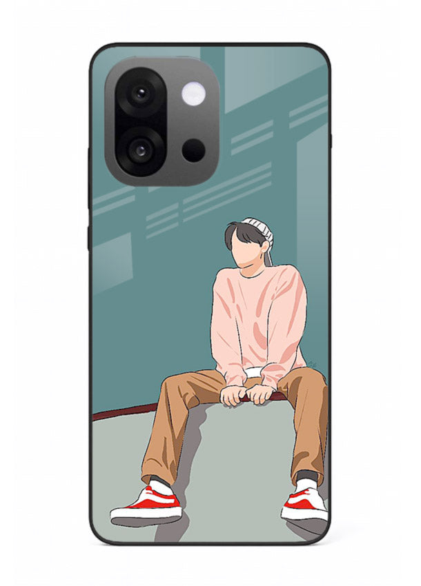 Hoodie Boy Sitting aesthetic artwork OnePlus 13s glass back cover