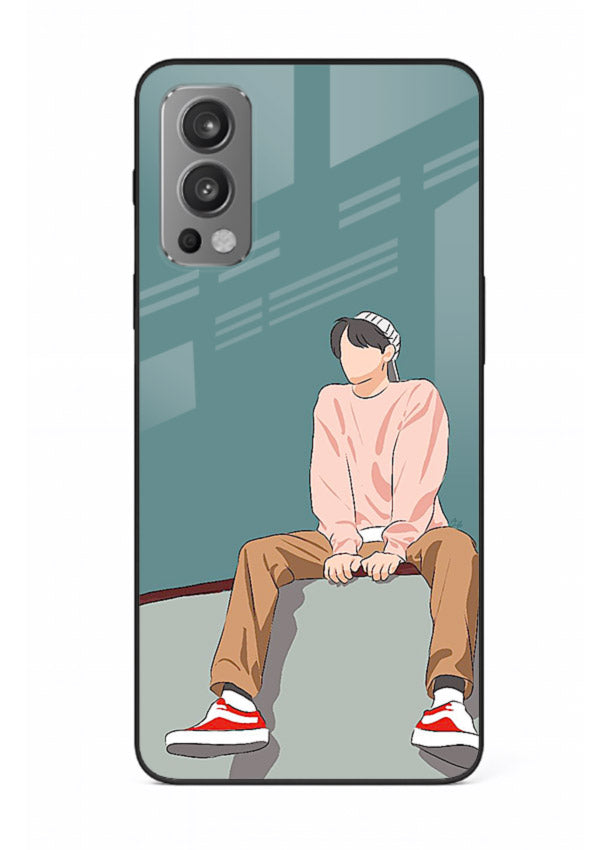 Hoodie Boy Sitting aesthetic artwork OnePlus Nord 2 glass back cover