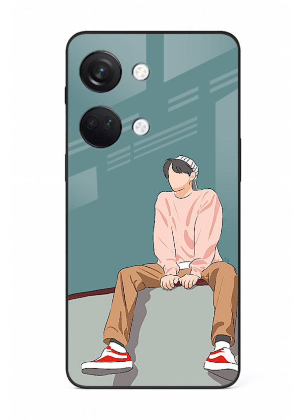 Hoodie Boy Sitting aesthetic artwork OnePlus Nord 3 glass back cover