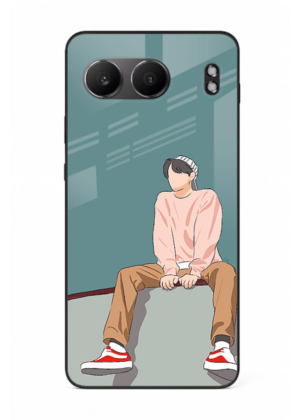 Hoodie Boy Sitting aesthetic artwork OnePlus Nord 4 glass back cover