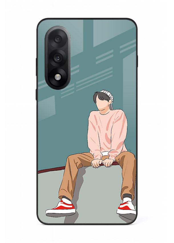 Hoodie Boy Sitting aesthetic artwork OnePlus Nord 5 glass back cover