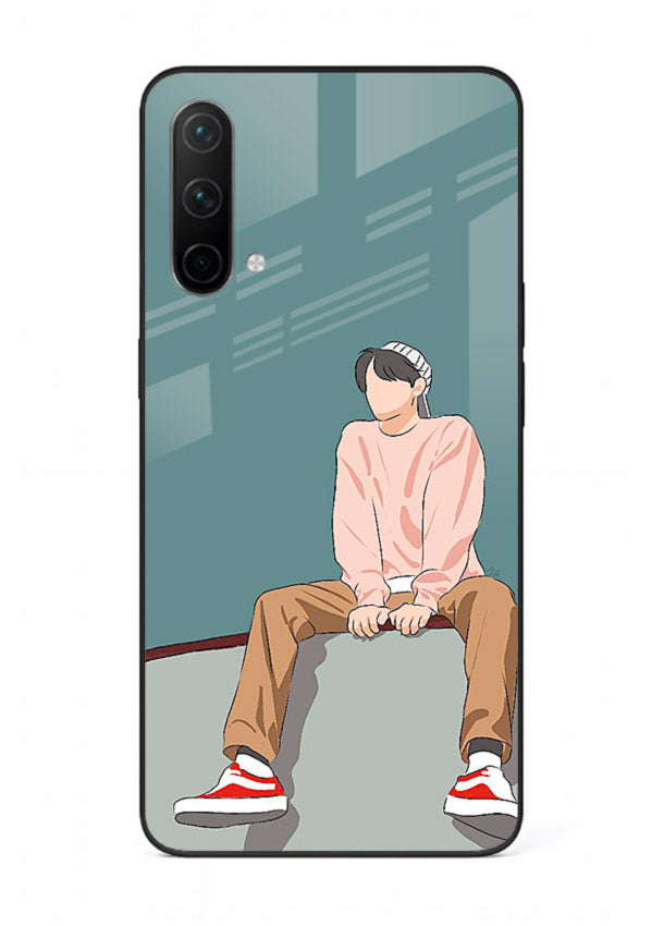 Hoodie Boy Sitting aesthetic artwork OnePlus Nord CE 5G glass back cover