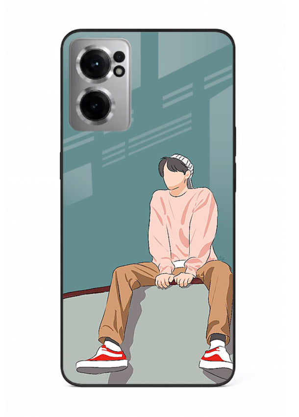Hoodie Boy Sitting aesthetic artwork OnePlus Nord CE2 5G glass back cover