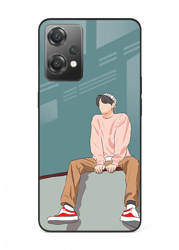 Hoodie Boy Sitting aesthetic artwork OnePlus Nord CE2 Lite 5G glass back cover