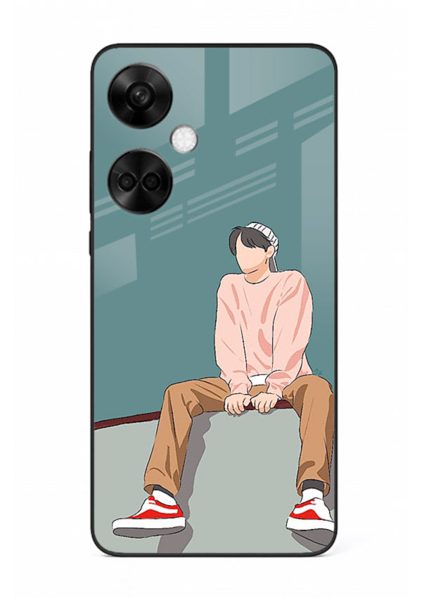 Hoodie Boy Sitting aesthetic artwork OnePlus Nord CE3 glass back cover