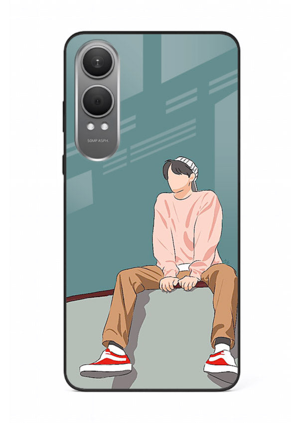 Hoodie Boy Sitting aesthetic artwork OnePlus Nord CE4 Lite glass back cover