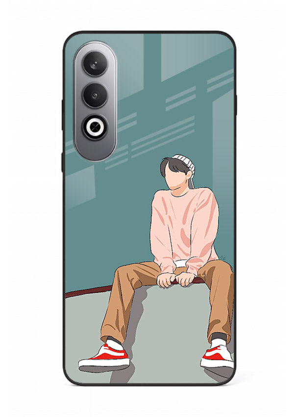 Hoodie Boy Sitting aesthetic artwork OnePlus Nord CE4 glass back cover