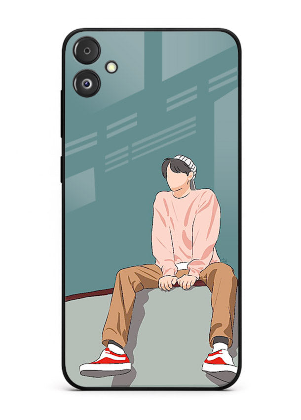 Hoodie Boy Sitting aesthetic artwork Samsung F14 5G glass back cover