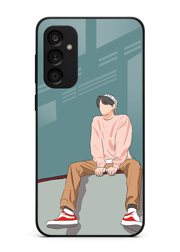 Hoodie Boy Sitting aesthetic artwork Samsung F34 5G glass back cover