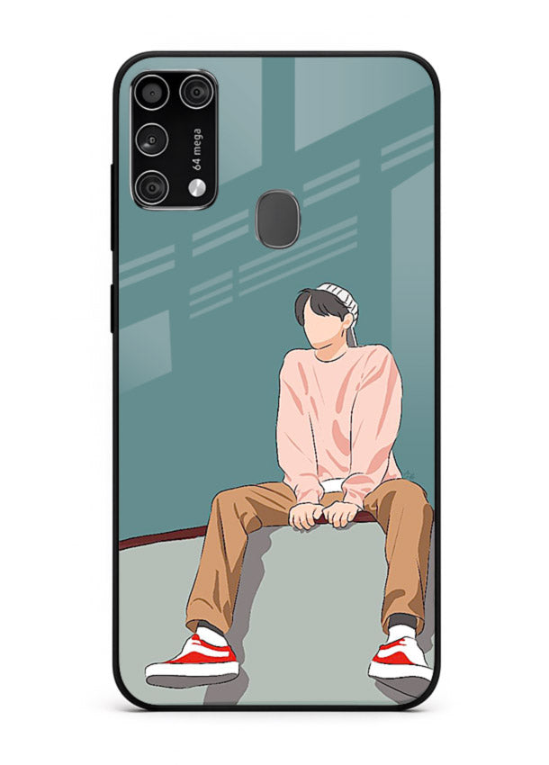 Hoodie Boy Sitting aesthetic artwork Samsung M31 Prime glass back cover