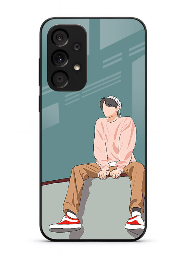 Hoodie Boy Sitting aesthetic artwork Samsung A53 5G glass back cover
