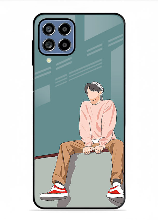 Hoodie Boy Sitting aesthetic artwork Samsung F62 glass back cover