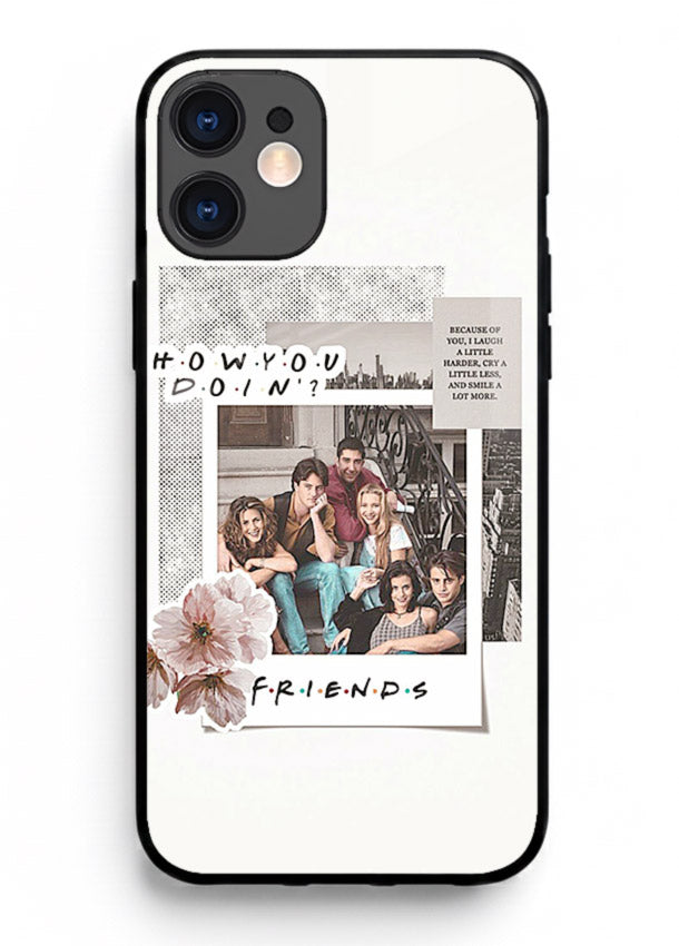 Sitcom collage artwork printed on premium tempered glass iPhone 12 back cover