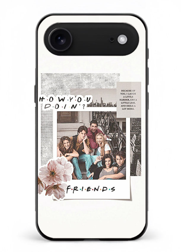 Sitcom collage artwork printed on premium tempered glass iPhone 17 Air back cover