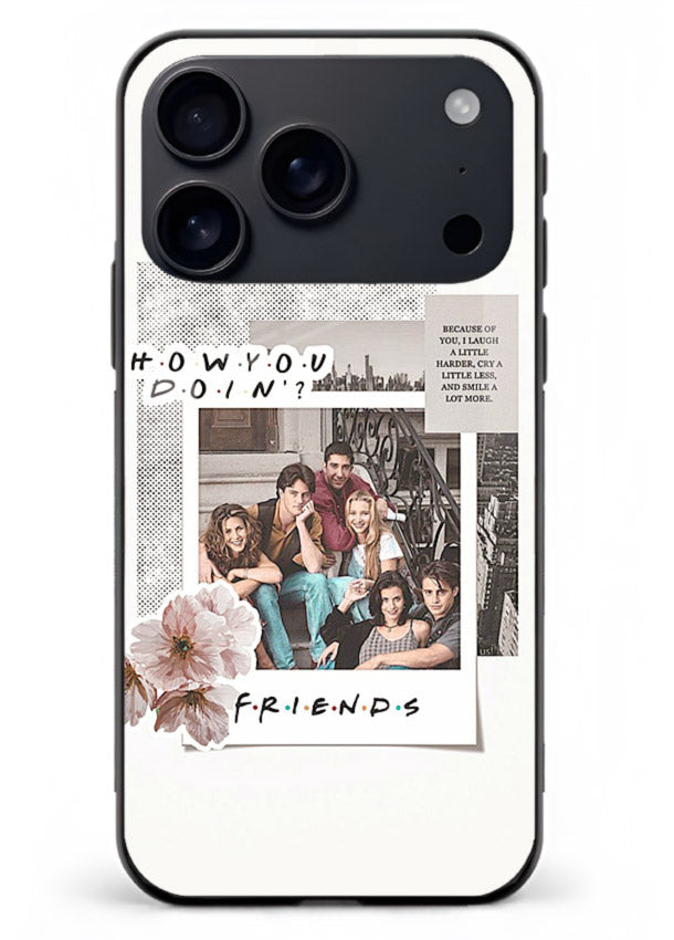 Sitcom collage artwork printed on premium tempered glass iPhone 17 Pro Max back cover