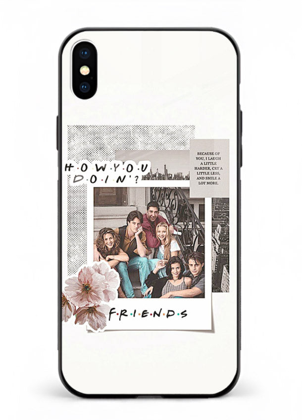 Sitcom collage artwork printed on premium tempered glass iPhone XS Max back cover