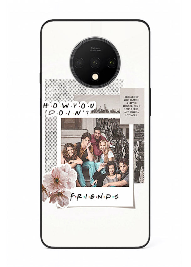 Sitcom collage artwork printed on premium tempered glass OnePlus 7T back cover